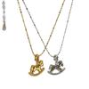Collier Pendentif Cheval Style Chinois - Bijou Minimaliste et Chic Chaîne de Clavicule