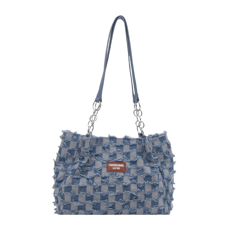 

Denim tote bag women s summer new portable largecapacity fashion shoulder bag commuter bag синій