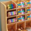 Wooden Pen Holder with Drawer Multi-Functional Desktop Stationary Pencil Box Home Office Art Supplies Rack