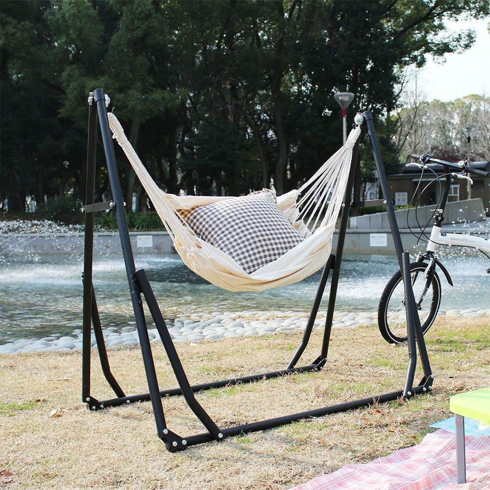 Sifflus Japanese Brand That Passed the Domestic 2WAY Portable Hammock Chair [Reliable Third-party Load-bearing Test] Free-standing & C-1 -BLACK-