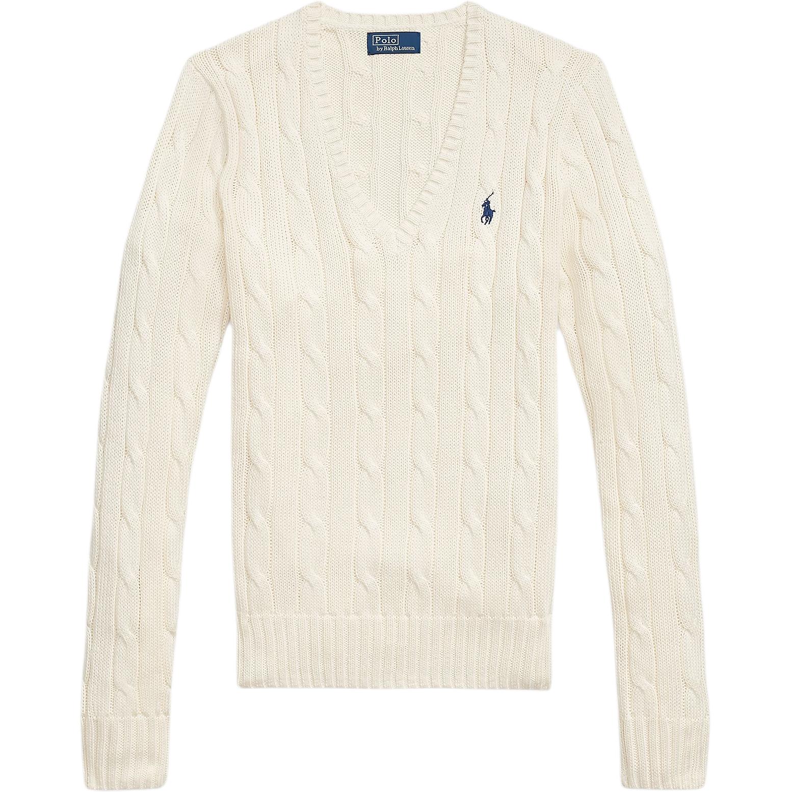 

Polo Ralph Lauren Однотонный трикотажный свитер из хлопка с V-образным вырезом Женские топы 211971870-011 M