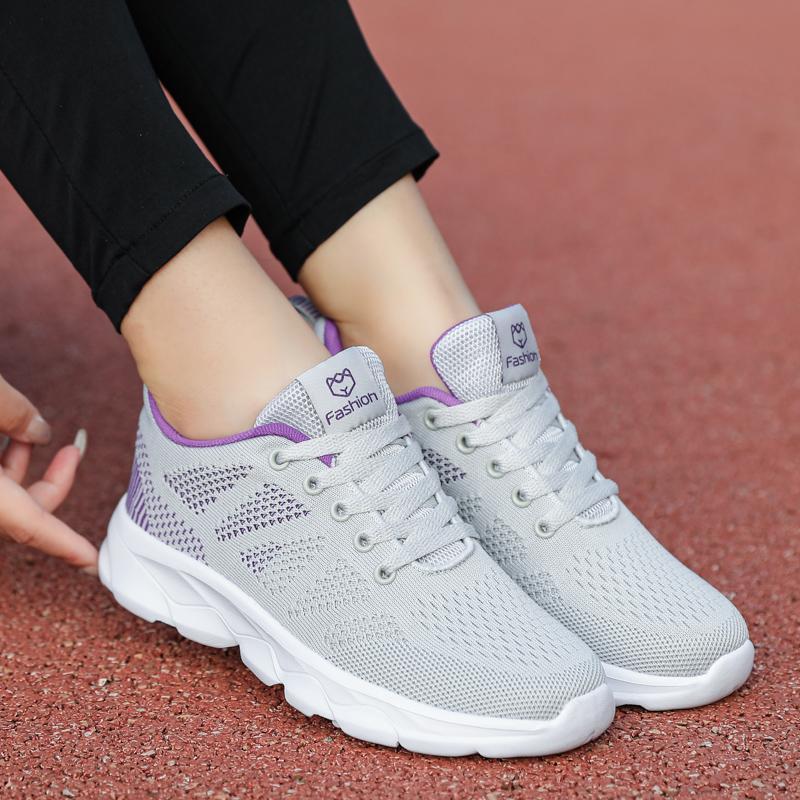 35-42 Spring/autumn Women's Flying Woven Breathable Super Light Stuffed Sports Shoes Large Size Ultra -light Stool Women's Sports Shoes