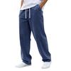 Men's Casual Denim Pants Elastic Waistband with Drawstring Relaxed Fit Straight Leg Jeans Suitable for Everyday Wear