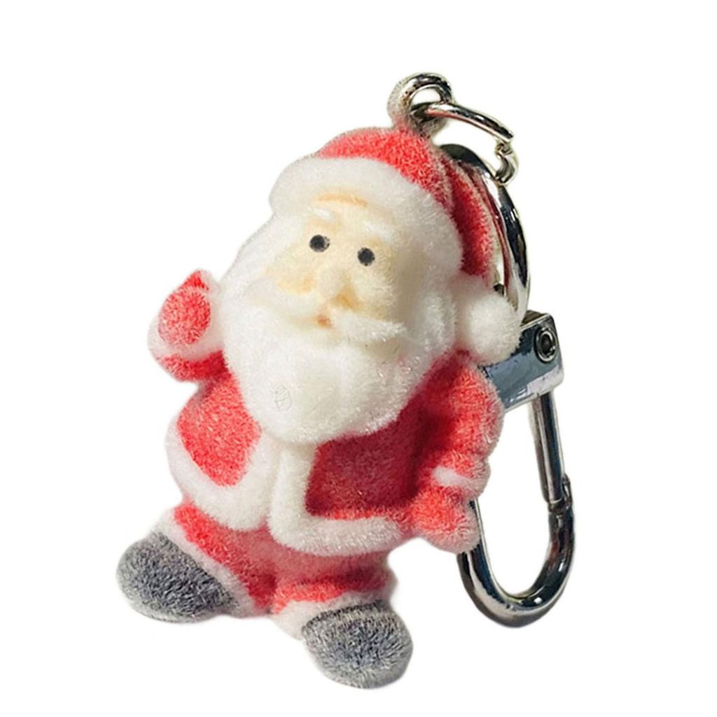 Cartoon Christmas Series Plush Velvets Figurine Keychain Cartoon Key Holder Alloy Texture Suitable for Festival Cheer