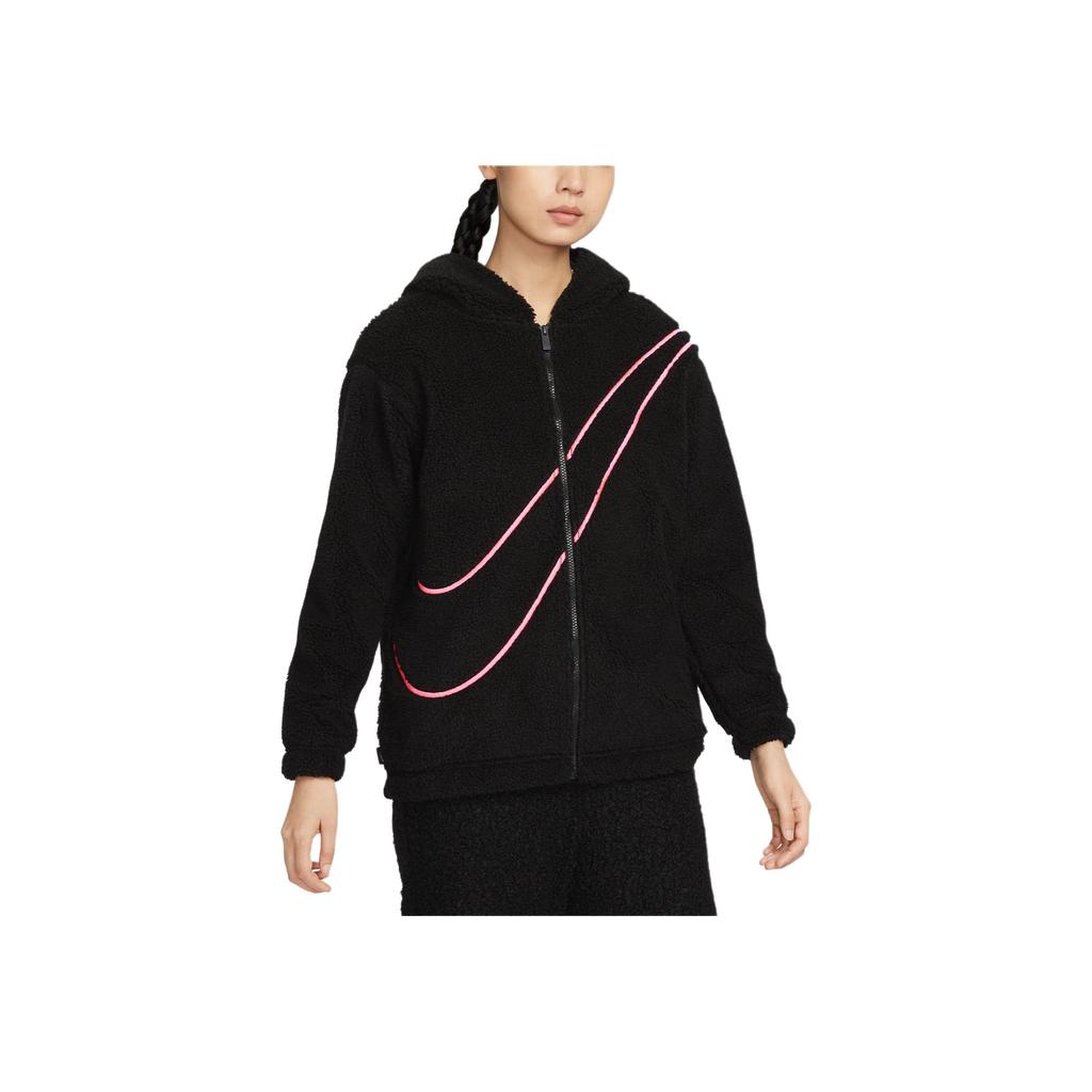 Nike Dragon Flight Serie Capodanno Felpa con Cappuccio Sportiva con Logo e Zip con Sensazione di Pile Sherpa Top da Donna Nero FZ6536-010