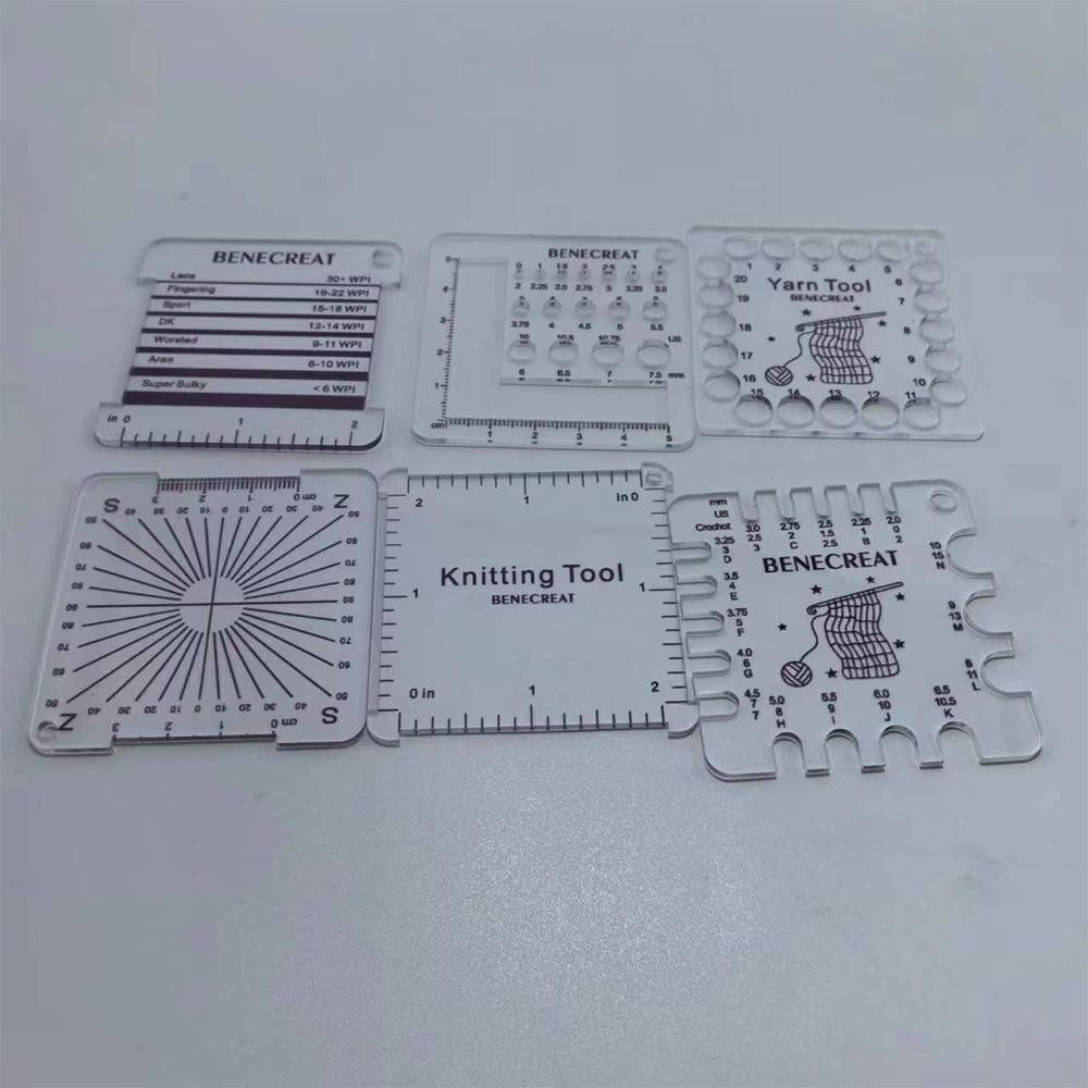 

6Pcs Acrylic Knitting Gauge Rulers Crochet Hook Yarn Wrap Per Inch Guide Knitting Tool Spinners Yarn Measuring Crochet Accessori