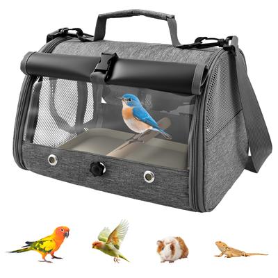 Tragetasche für Vögel Tragbarer Transport Vogelkäfig mit Schale Stehend Netz Leicht Rucksack Atmungsaktiv Reise Haustier Papageien-Träger