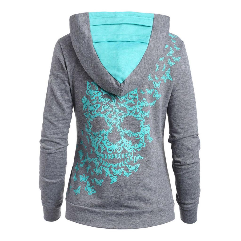 Womens Fashion Butterfl Print Hoodie Sweatshirt Tops Sweatshirt