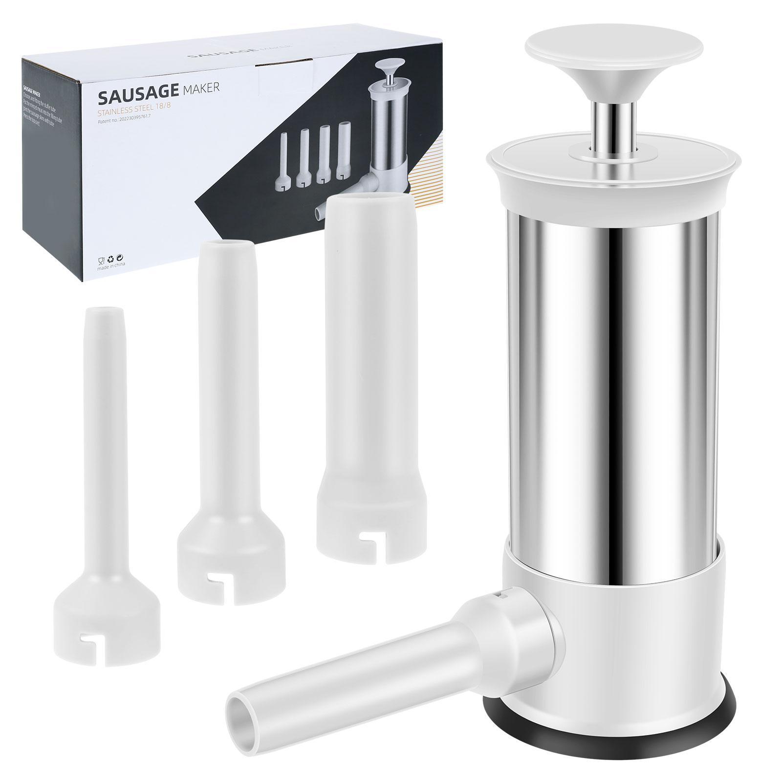 

Ручной шприц для набивки колбас 2,2 фунта Нержавеющая сталь Вертикальная машина для приготовления колбас с 4 наполнительными трубками Бытовые инструменты для набивки мяса серебро белый