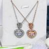 Necklace Decoration, Women's Heart-shaped Full Diamond Short Collarbone Chain, Simple Temperament Internet Celebrity Love Pendant