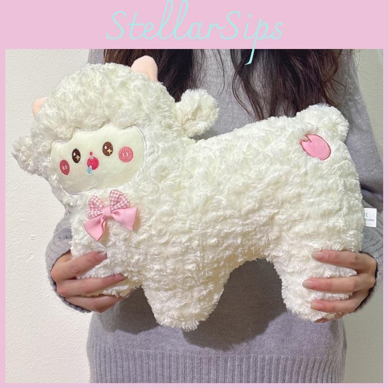 Sheep Plushie Adorable Dolls With Checkered Bow Decoration For Children Gift