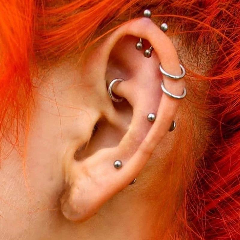 ASTM F136 Titanium PIERC Curved Barbell Nose Ring Large Size 0G-12G Threaded With Balls Earring Lip Stud Eyebrow Labret Piercing