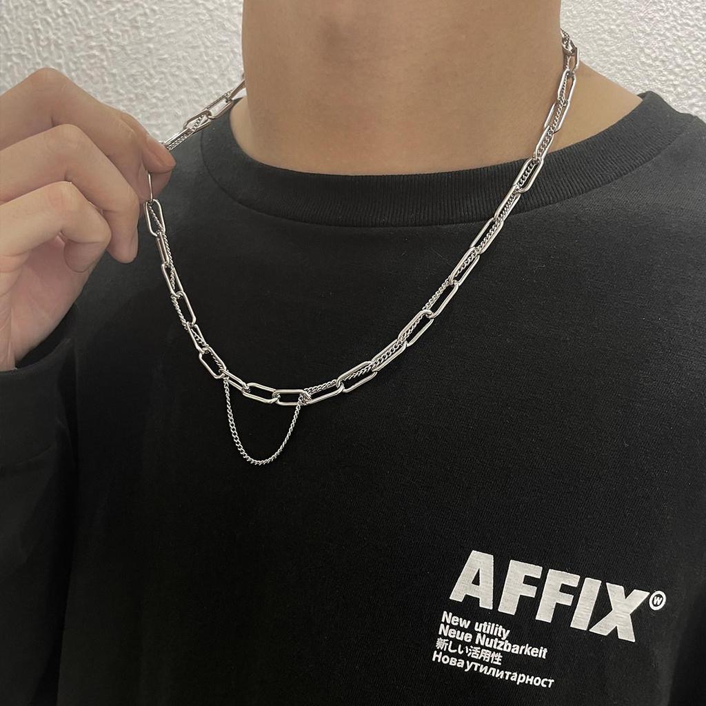 Heren Dubbellaagse Cubaanse Ketting Ketting in Hip Hop Punk Stijl van Titanium Staal