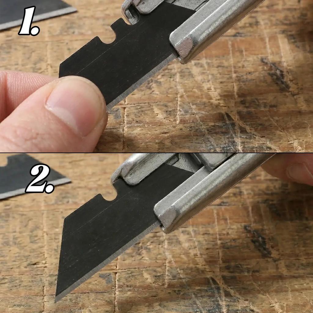 Black Steel Ladder Blade Box Set Sharp Trapezoid Utility Knife Replacement DIY Art Craft Cutter Carving Supplies Multifunctional