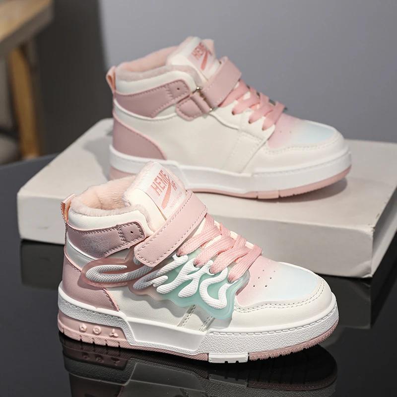 Children's Walking Shoes High Top Winter Warm Casual Shoes Fashiona Outdoor Sports Classical Luxury Designer Kids Sneakers