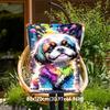 1pc Rainbow Dog Outdoor Flannel Blanket Soft Warm All-Season Throw for Sofa Bed Car Camping Office, Cozy Gift Idea1232S