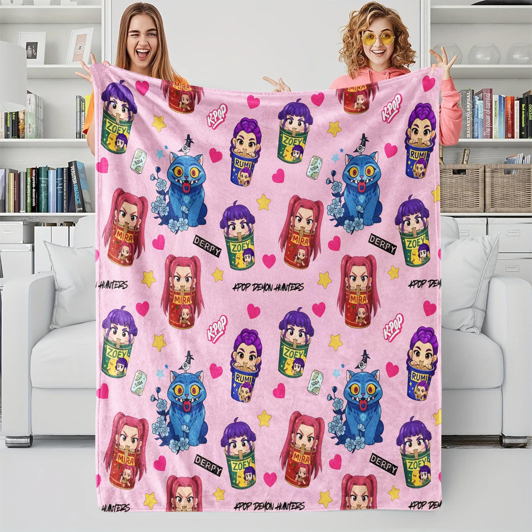 Cute Sticker K Pop Flannel Blanket Cozy Up With Your Bias For Chill Days 75x100cm (30x40inch)