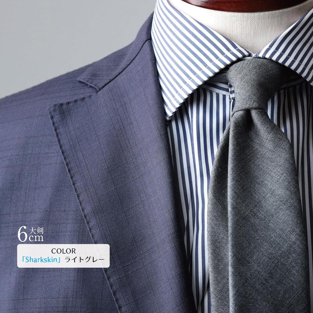 Wool Necktie, V.B.C. Canonico, 6cm Wide Blade, Narrow Tie, Domestically Made by Y&Tailor (sharkskinlight Gray)