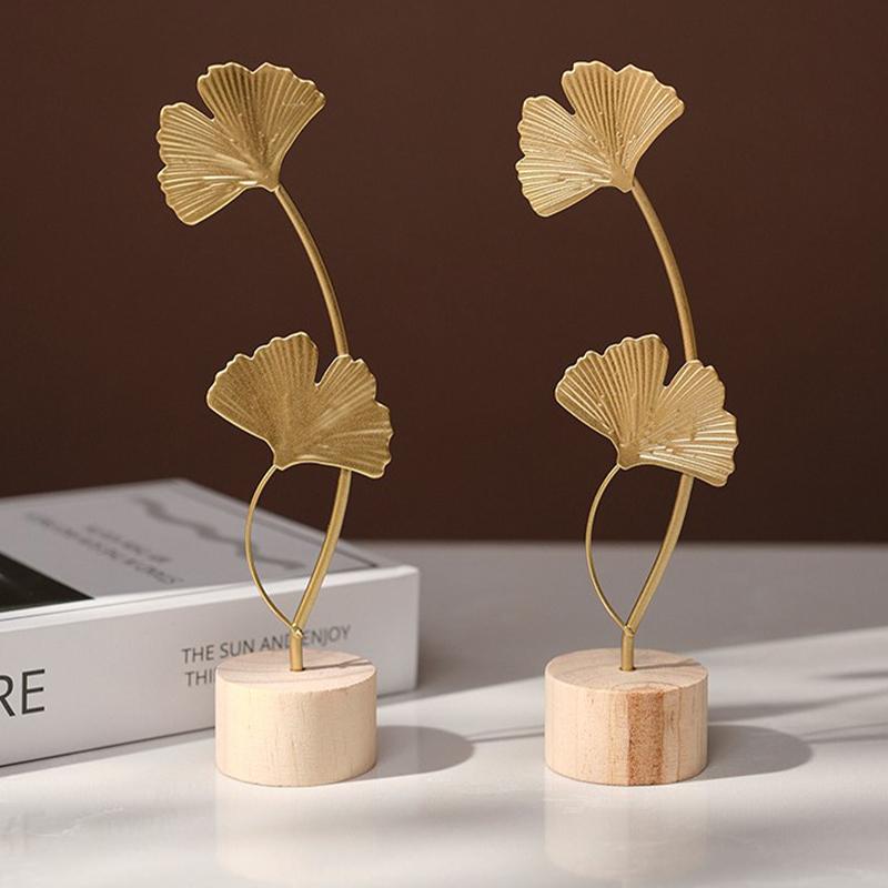 Nordischer Stil Leichter Luxus Metallhandwerk Kreative Heimdekorationen für Wohnzimmer Eingangsbereich Weinschrank Schmiedeeisen Ginkgoblatt