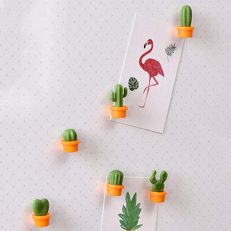 6pcs Cactus Fridge Magnet Refrigerator Magnetic Sticker 3D Cute Succulent Plant Message Board Reminder Home Decoration Kitchen