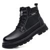 Northeast Men's High Top Leather Cotton Boots - Warm, Velvet-Lined for Autumn/Winter Outdoor Work & Mountaineering.