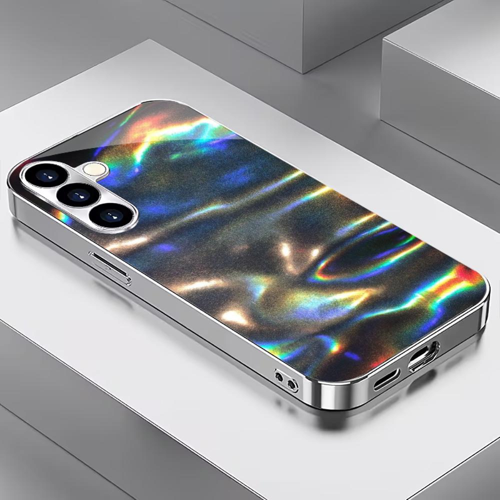Colorful waves PhoneCase High-end Electroplating Glass PhoneCase for Samsung Galaxy S26 S25 S24 S23 S22 S21 FE,Ultra,Plus