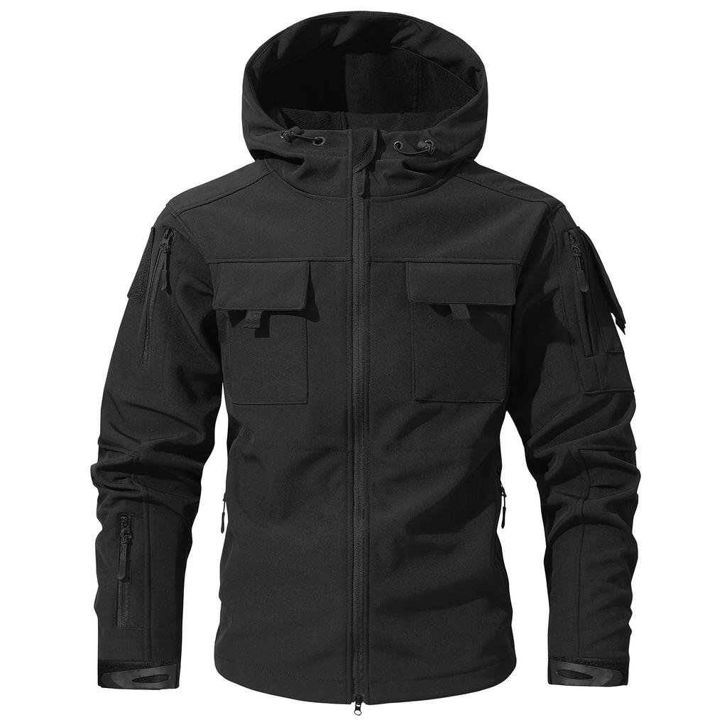 Men'S Loose Jacket Fashionable Multi Pocket Hooded Jacket