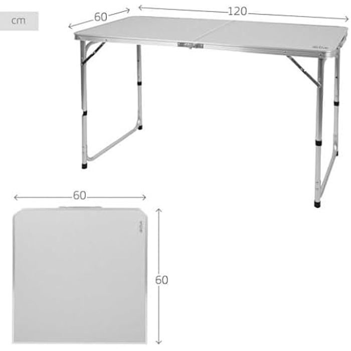 Table Pliante AKTIVE - Métal - Gris - 120 X 60 X 54/60/70 Cm