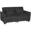 2 Seater Sofa Bed, 4-in-1 L-Shaped Convertible Pull-Out Sleeper Sofa with Adjustable Backrest and Side Pockets, Black