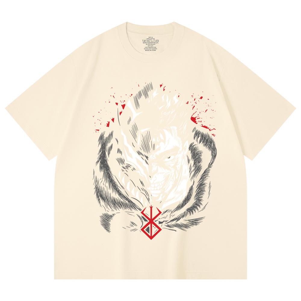 230 Gsm 100% Cotton Berserk V9 Print Unisex Heavy Cotton T Shirt