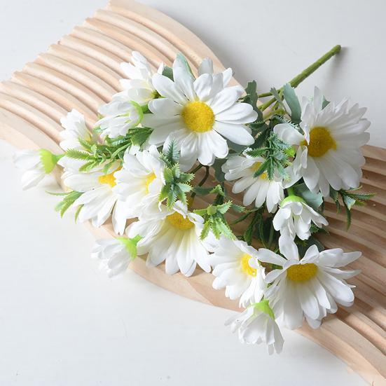 Artificial Flowers 27CM Height Small Bouquet Multiple Sun Chrysanthemum Heads Green Leaves