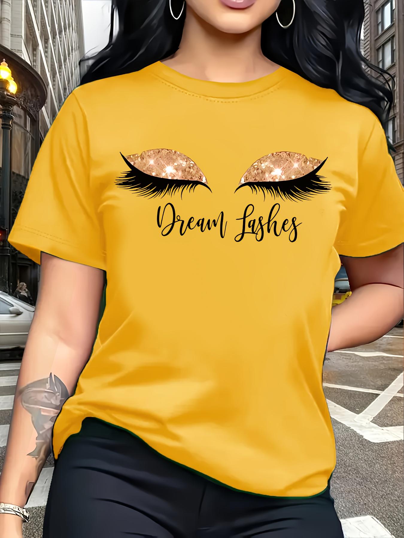 Women S Casual Crew Neck T-Shirt with Eyelash ; Dream Abst S дубильная кора