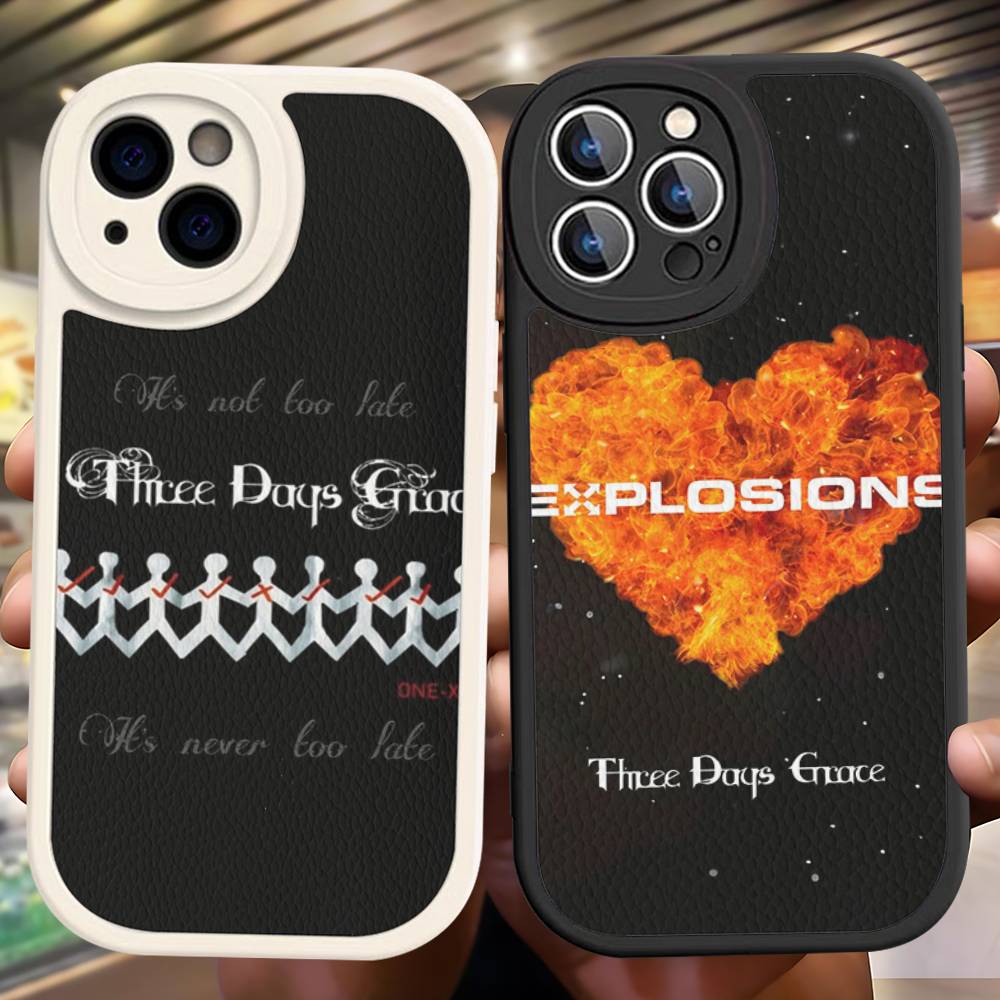 Classic Vintage Three Days Grace Band Phone Case For IPhone 16 15 14 11 12 13 Pro Max Plus Back Leather Shell