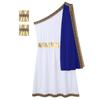 Mens One Shoulder Greek Toga Sleeveless Robe Embroidered Trim Detachable Cuffs Ancient Costume Halloween Outfit