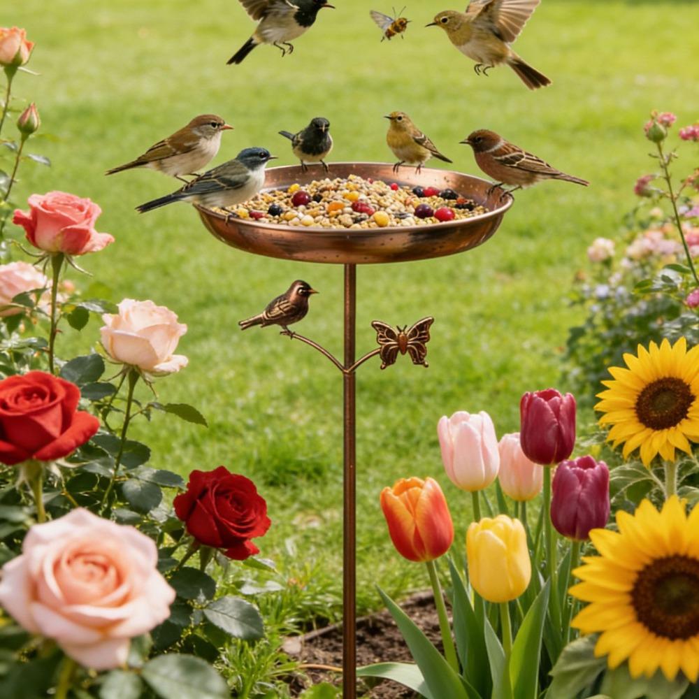

Anti-leakage Iron Garden Birdbath Retro Bird Feeding Station Hummingbird Feeder Balcony Style B