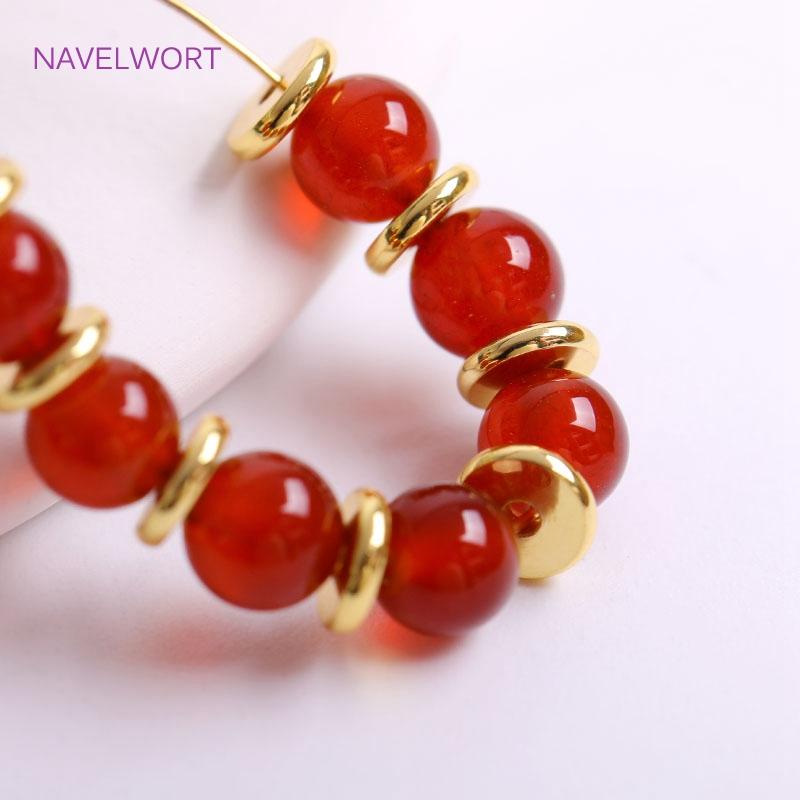 4mm 5mm 6mm 18K Gold Plating Round Flat Spacer Beads Brass Smooth Spacer Beads For Bracelet Necklace Making Findings Wholesale
