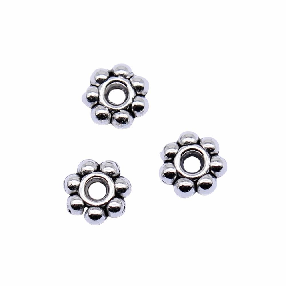 

40шт Бусины-разделители Samll, цвет античное серебро, цинковый сплав, 5х5мм