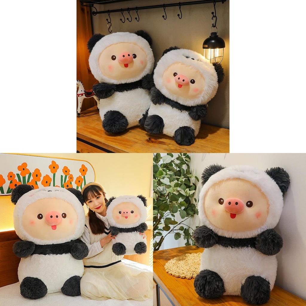Pig Turned Panda Plush Toy With Short Plush Filling For Kids Sleep Pillow And Home Decor