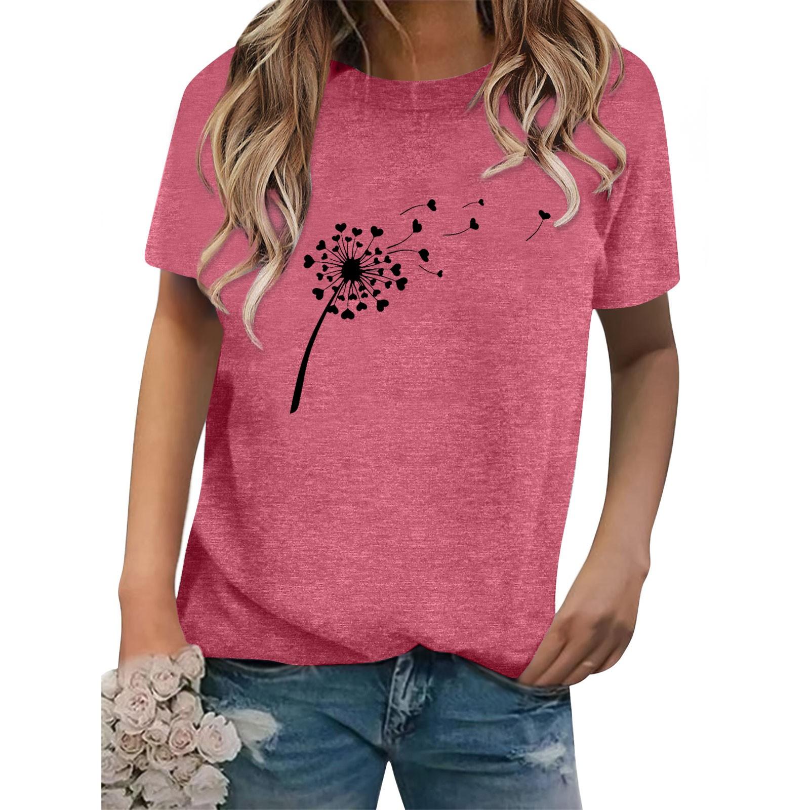 

Женская футболка в форме сердца с графическим однотонным пуловером и коротким рукавом с круглым вырезом S розовый