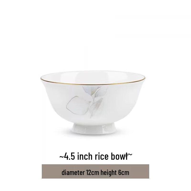 Spring Inspiration Gold Rim Ceramic Noodle Bowl