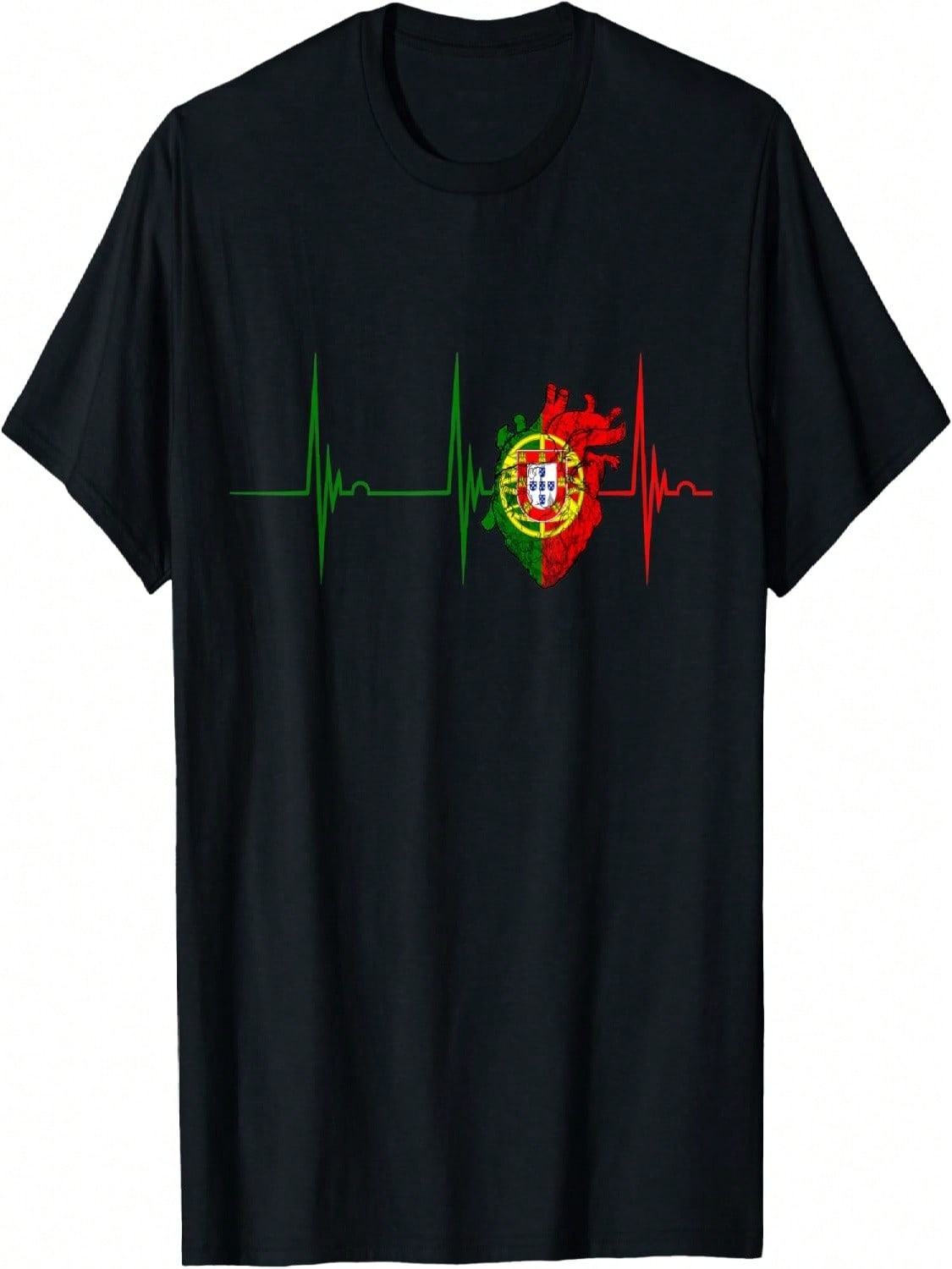Portugal Heartbeat EKG Pulse Portugal Heart Portuguese Pride T-Shirt S разноцветный