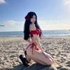 Mosricci Retro Red Bikini: Europe & US Celebrity Style, Sexy Two-Piece Swimsuit with Chest Pads for Women.