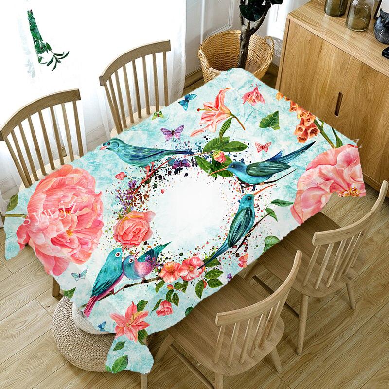 Rustic Tablecloth Home Flower Rectangular Fabric Bedroom Home Kitchen Retro Printing Coffee Table Anti -Fouling Tablecloth