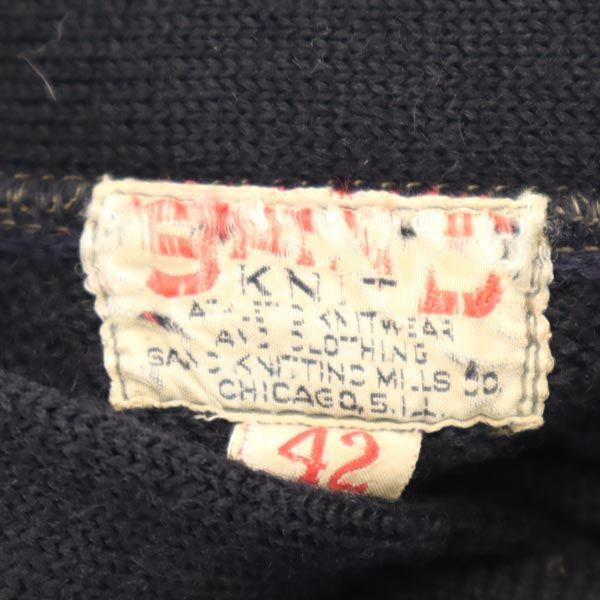SANDKNIT 40s 50s Lettered Long Sleeve Knit Cardigan 42 Black Series Men's Used
