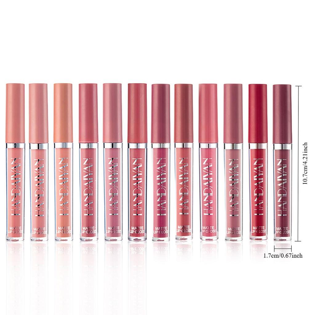 12 Colors Velvet Lipstick Matte Liquid Lipstick Waterproof & Long-Lasting Lip Gloss Non-Sticky Hydrating Formula Lip Glaze Ideal Gift for Women