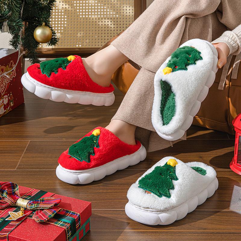 Fashion Cute Santa Claus Cotton Casual Warm Slippers for Couples 2025 Winter Fashion Soft Soled Comfortable Christmas Day Plush Draggers