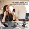 Mini tragbarer digitaler Reisewecker mit LCD-Hintergrundbeleuchtung, Kalender, Temperatur, 12/24 Stunden, Make-up-Spiegel, Uhr, Schlafzimmer, Schreibtisch