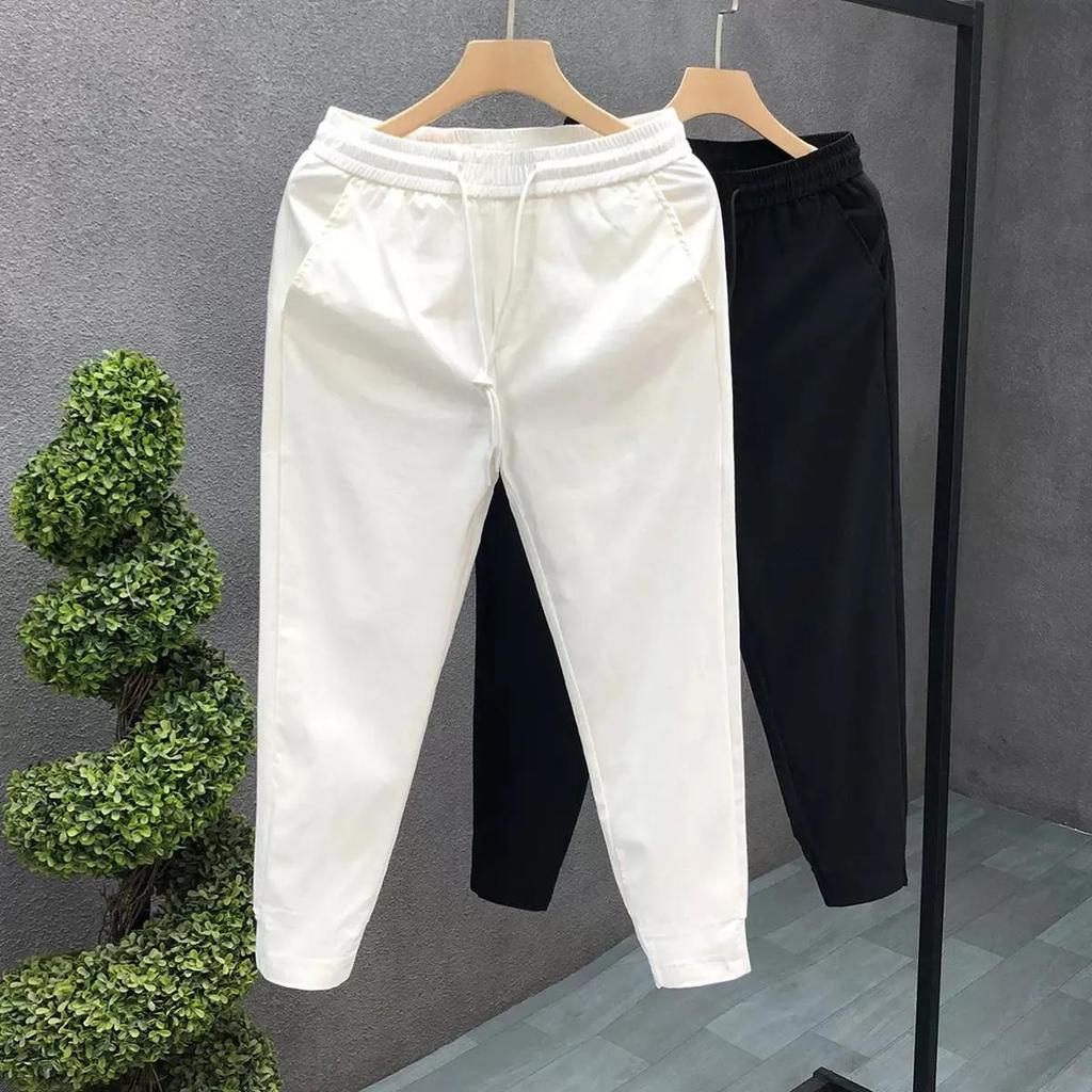 Male Solid Color Casual Pants Autumn Sweatpants Simple Cropped Pants