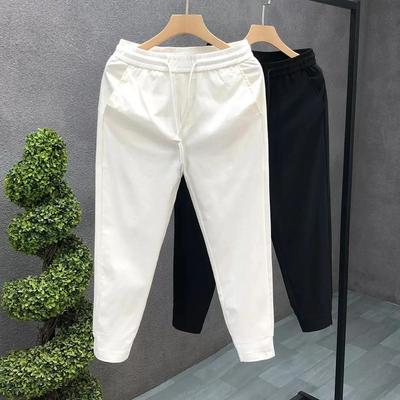 Men's Spring and Autumn Solid Color Casual Pants Autumn Sweatpants Simple Cropped Pants