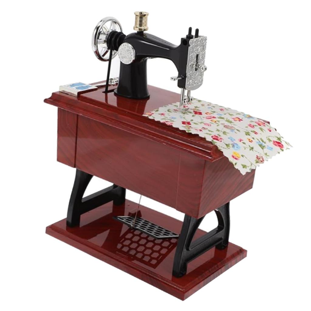 Mini Sewing Machine Music Box Wind Up Vintage Musical Toy for Tabletop Decoration Holiday Gift 1010 Mini Sewing Machine